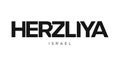 Herzliya in the Israel emblem. The design features a geometric style, vector illustration with bold typography in a modern font.