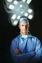 Hes a doctor you can rely on. Cropped portrait of a male doctor against a dark background.