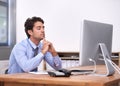 Hes had enough of work. A stressed out businessman sitting at his desk. Royalty Free Stock Photo