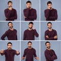 Hes personality is very versatile. Composite shot of a young man expressing different types of facial expressions inside Royalty Free Stock Photo