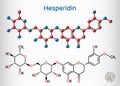 Hesperidin, C28H34O15, flavonoid molecule. It is flavanone glycoside, drug for treatment of venous disease. Sheet of paper in a