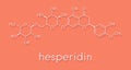 Hesperidin citrus flavanone molecule. Skeletal formula.