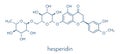 Hesperidin citrus flavanone molecule. Skeletal formula.