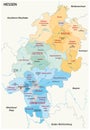 Hesse administrative and political map in german language