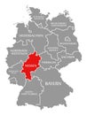 Hesse red highlighted in map of Germany Royalty Free Stock Photo