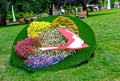 Hessian Horticultural Show 2018.Entrance with flower swallow, coat of arms of the city of Bad Schwalbach