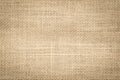 Hessian jute sackcloth woven burlap texture background in sepia cream old aged brown color