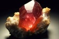 Hessonite is rare precious natural stone on black background. AI generated. Header banner mockup with space.