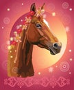 Horse portrait with flowers 35 Royalty Free Stock Photo