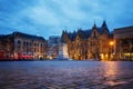 Het Plein square in The Hague at night in winter Royalty Free Stock Photo