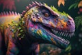 Heterodontosaurus Colorful Dangerous Dinosaur in Lush Prehistoric Nature by Generative AI