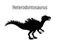 Heterodontosaurus. Ornithischian dinosaur. Monochrome vector illustration of silhouette of prehistoric creature