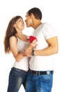 Heterosexual couple with a heart Royalty Free Stock Photo