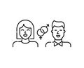 Heterosexual couple. Straight dating app match. Happy girl and guy. Pixel perfect, editable stroke icon Royalty Free Stock Photo