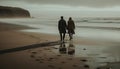 Heterosexual couple walking on the beach, holding hands, enjoying nature generated by AI Royalty Free Stock Photo