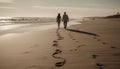 Heterosexual couple walking on the beach, holding hands at sunset generated by AI Royalty Free Stock Photo