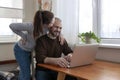 Heterosexual couple working online at home Royalty Free Stock Photo