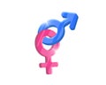 Heterosexual gender symbol combined mars and venus icons. Male and female equality vector concept sign. Isolated