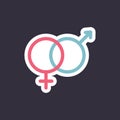 Heterosexual gender symbol icon vector, male and female flat sign.