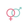 Heterosexual gender symbol icon vector, male and female flat sign.
