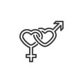 Heterosexual gender symbol line icon