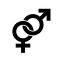 Heterosexual gender symbol, male and female sign isolated on white background. Gender equality icon. Sexual orientation