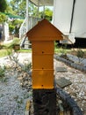 Heterotrigona Itama or known as Stingless Bee. Man-made nests made of wood and colored colorfully to look attractive. Royalty Free Stock Photo