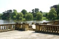 Hever castle garden's patio at a lakeside in England Royalty Free Stock Photo