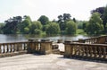 Hever Castle patio at a lakeside in Hever, Edenbridge, Kent, England, Europe