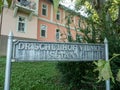 HEVIZ, HUNGARY - 08/25/2020: Metal sign of Dr. Schulhof Vilmos Promenade