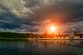 Heviz Thermal Lake at Sunset Royalty Free Stock Photo