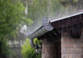 Hevy rain on roof and gutter Royalty Free Stock Photo