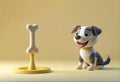 Cartoon Dog with Bone Treat Royalty Free Stock Photo