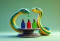 Serpentine Potions: Colorful Snakes and Magic Elixirs Royalty Free Stock Photo