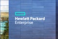 Hewlett Packard Enterprise logo and sign on the office exterior