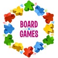 Hex frame of multicolor meeples Royalty Free Stock Photo