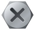 Hex head with cross drive socket. Bolt top Royalty Free Stock Photo