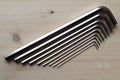 Hex keys on the workbench Royalty Free Stock Photo