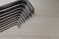 Hex keys on the workbench Royalty Free Stock Photo