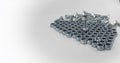 Hex nuts aligned in structured pattern with bolts representing industrial fastening concept Royalty Free Stock Photo