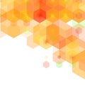 Hex texture.Orange hexagon pattern, abstract chemistry and biotech technology science vector hexagonal modern paper cut