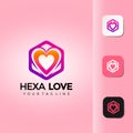 Hexa Love Logo Design Vector Premium Template