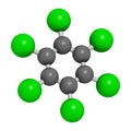 Hexachlorobenzene (perchlorobenzene, HCB) banned fungicide molecule. Persistent Organic Pollutant and probable human carcinogen