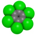 Hexachlorobenzene (perchlorobenzene, HCB) banned fungicide molecule. Persistent Organic Pollutant and probable human carcinogen