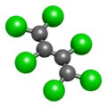 Hexachlorobutadiene (HBCD) solvent molecule. Also used as algicide and herbicide Royalty Free Stock Photo