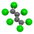 Hexachlorobutadiene (HBCD) solvent molecule. Also used as algicide and herbicide Royalty Free Stock Photo