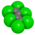 Hexachlorobutadiene (HBCD) solvent molecule. Also used as algicide and herbicide Royalty Free Stock Photo