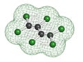 Hexachlorobutadiene (HBCD) solvent molecule. Also used as algicide and herbicide Royalty Free Stock Photo