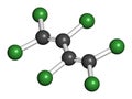 Hexachlorobutadiene (HBCD) solvent molecule. Also used as algicide and herbicide Royalty Free Stock Photo