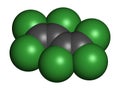 Hexachlorobutadiene (HBCD) solvent molecule. Also used as algicide and herbicide Royalty Free Stock Photo